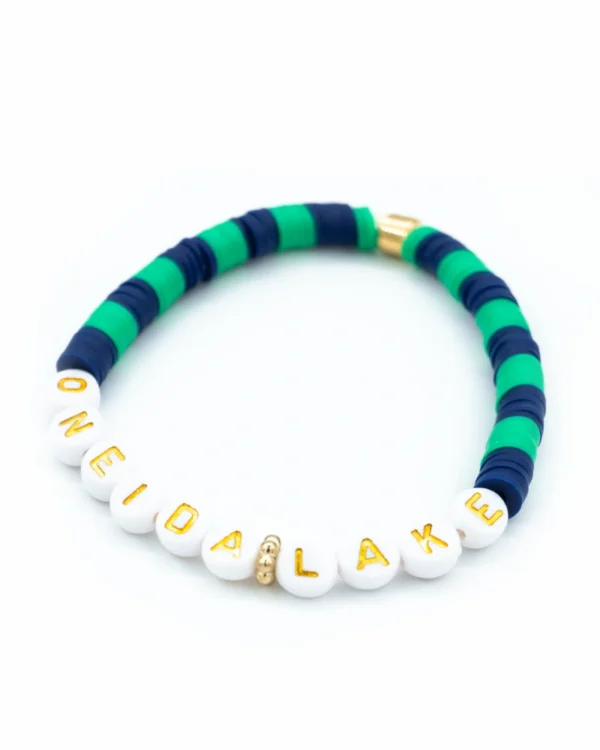 Personalized Lake Bracelet navy green preppy style