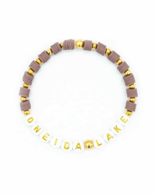 Personalized Lake Bracelet brown and gold custom lake name